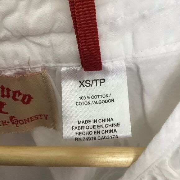 2/40$ PARASUCO XS white ruffle detailed top woven shirt blouse sleeveless cotton - Picture 5 of 7